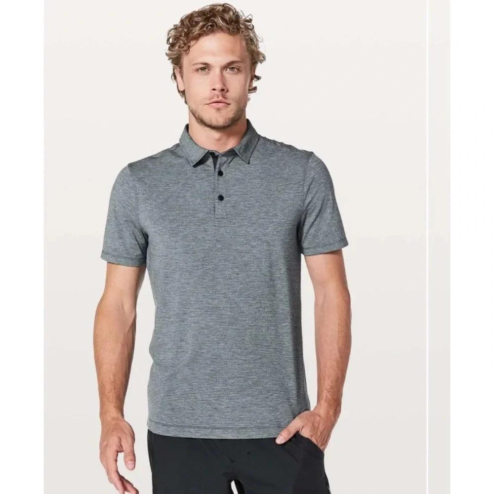 Lululemon Evolution Polo in Heathered Shade Stripe Size Small
